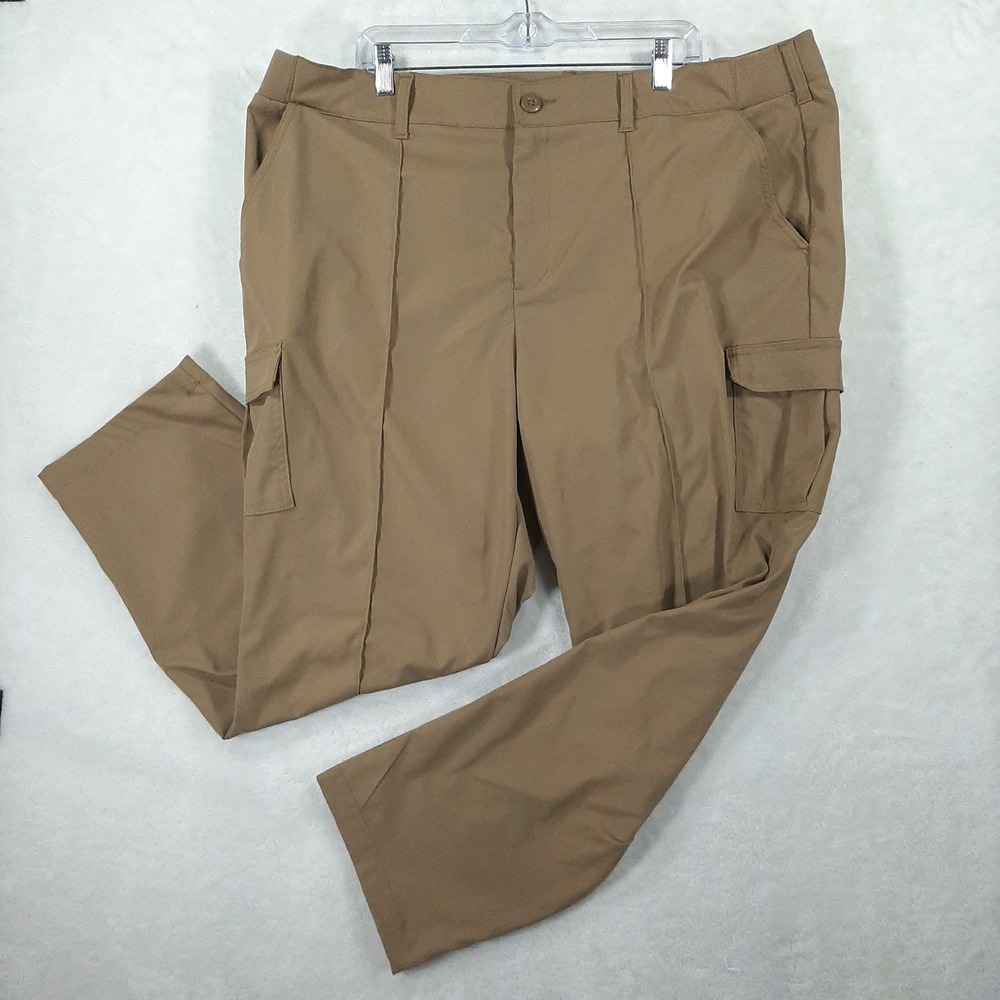 Tan Tactical Cargo Pants Straight Leg Utility Workwear Khaki 24W